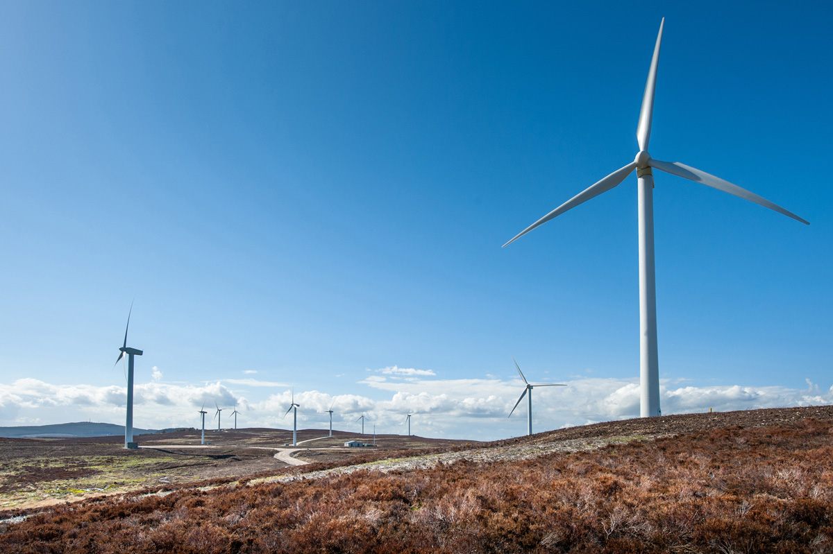 Wind farm and blue sky